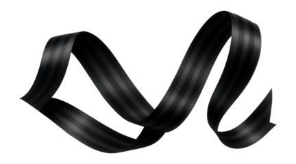 Black satin ribbon with striped design