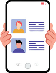 Hand holding tablet and mobile phone with social network concept illustration