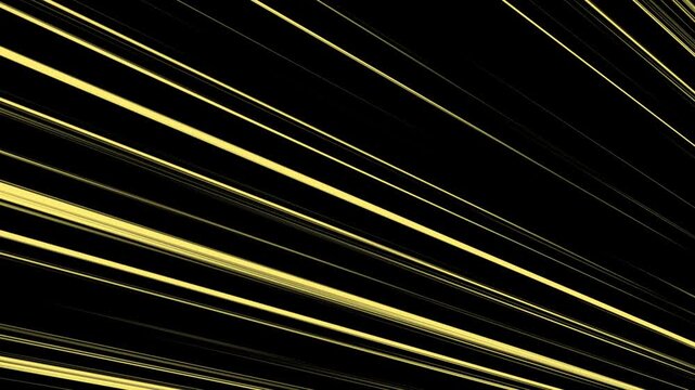 Abstract yellow speed motion lines background with glowing streaks on black, futuristic warp acceleration effect video