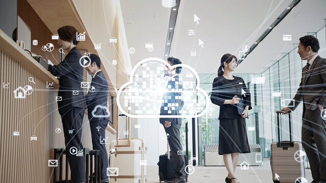 cloud, lobby, office, visitor, customer service, airport, hotel, reception, customer, register, guest book, guest, travel, tourism, businessperson, people, businessman, businesswoman, hotelier, servic