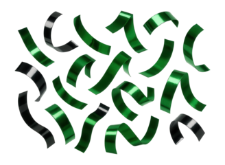 Black and green confetti strips with reflective coating