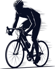 Vector art of silhouette of a cyclist in motion transparent background