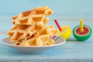 Waffles for tasty snack. Food ideas for kids.