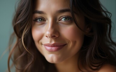 Obraz premium Pensive satisfied young woman. High quality