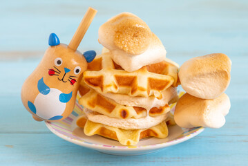 S'mores waffles for kid's snack.