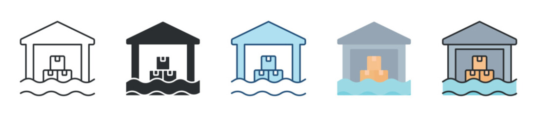 Flood Icon Set Multiple Style Collection