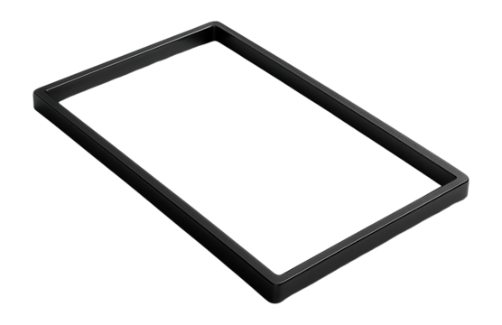 Slim aluminum border with anodized black finish and sharp edges