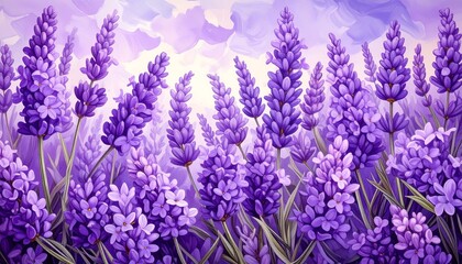 Naklejka premium Lavender field, artistic illustration