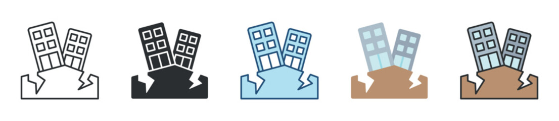 Earthquake Icon Set Multiple Style Collection