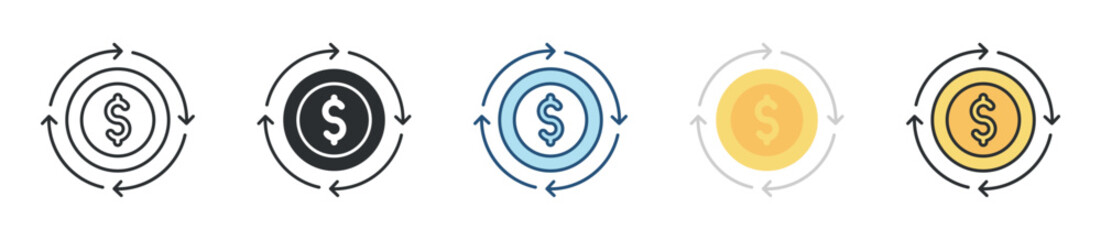 Cash Flow Icon Set Multiple Style Collection