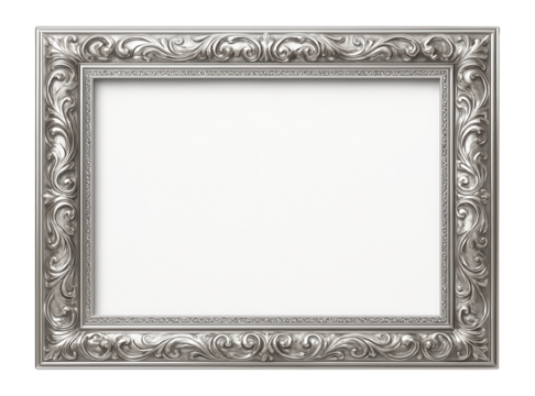 Elegant silver border with intricate patterns and glossy finish