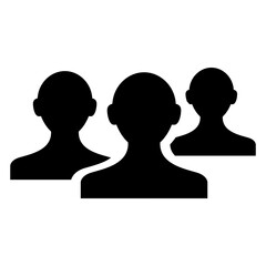 Símbolo trabajo en equipo. Icono con silueta de grupo de 3 personas