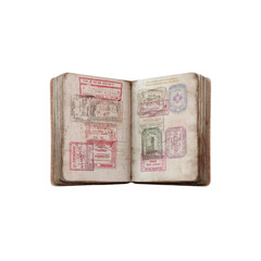Fototapeta premium Well-Travelled Passport Vintage Immigration Stamps and Travel History