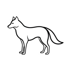 Obraz premium Minimalist black wolf silhouette on a clean white background