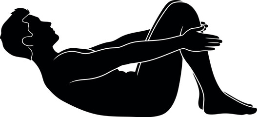 Vector art of silhouette of a man doing yoga pose, transparent background