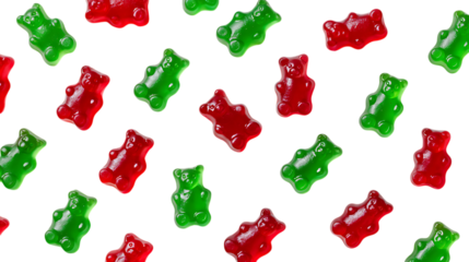 red and green jelly beans isolated on white background