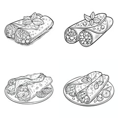 Chicken Enchiladas elegant line art vector mix in a clean minimal style.