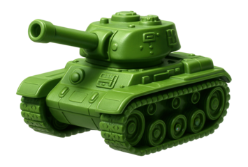 Plastic toy tank with rotating turret