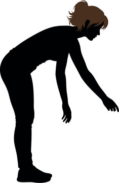 Vector art of silhouette of a woman bending over, transparent background