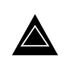 Black triangle shape with inner triangle on transparent background silhouette