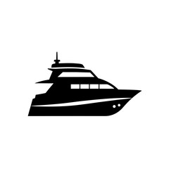 Silhouette of a luxury yacht on white background on transparent background