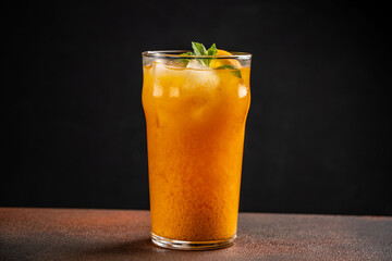 Fresh orange lemonade with ice