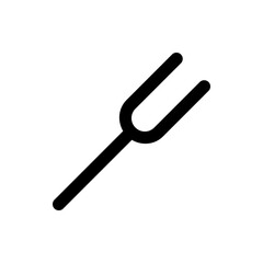 Illustration of a black tuning fork with two prongs extending from a single stem on a white background