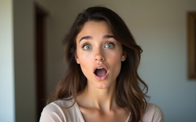 Surprised Beautiful Woman. High quality