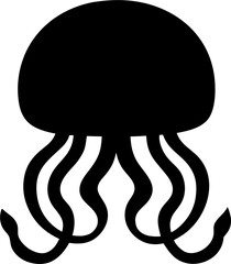 Jellyfish Silhouette Vector | Sea Animal Clipart, Ocean Marine Icon