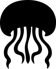 Jellyfish Silhouette Vector | Sea Animal Clipart, Ocean Marine Icon