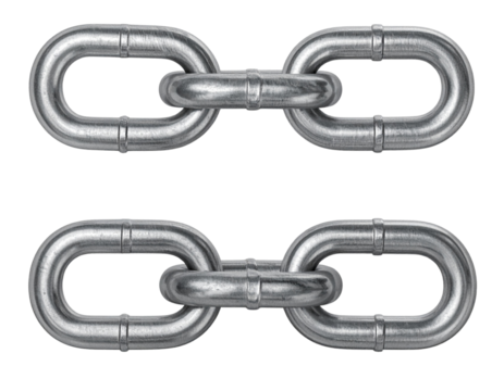 Close-up of linked metal chain pieces isolated on transparent background PNG - Powered by Adobe