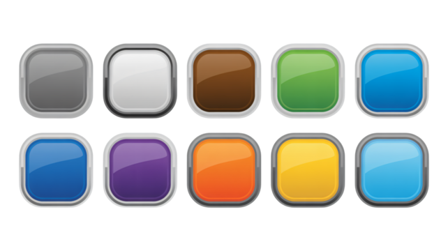Colorful shiny button set for web design and app development use