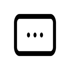 A simple graphic of a rounded rectangle containing three circular dots centered horizontally inside the shape