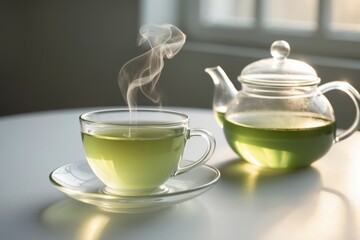 Fototapeta premium Green Tea at Sunset