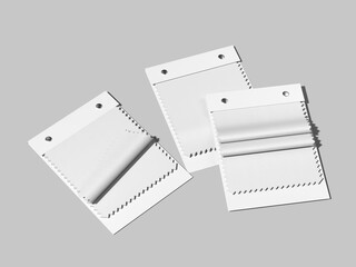 White Blank Fabric Swatch Presentation Mockup 3D Rendering on Gray Background