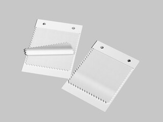 White Blank Textile Sample Swatch Mockup 3D Rendering on Gray Background