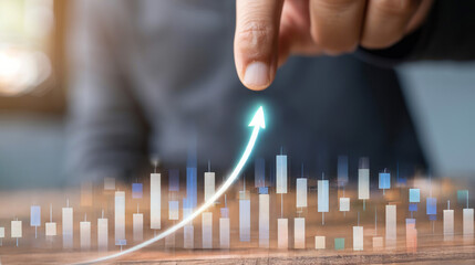 Holographic Chart Projecting from a Phone Shows Financial Growth

