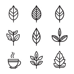 Tea leaves line art minimalist style