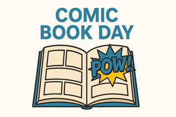 Comic Book Day Flat Vector Illustration with Comic Icons