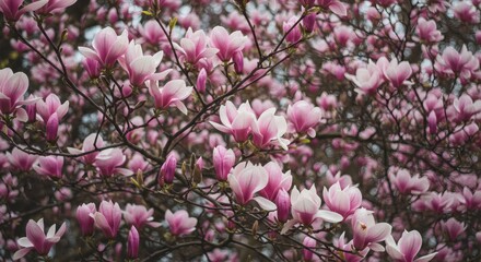 Obraz premium Pink Magnolia Blossom Spring Tree Abundance.