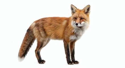 Fototapeta premium Majestic Red Fox Wild Beauty on White.