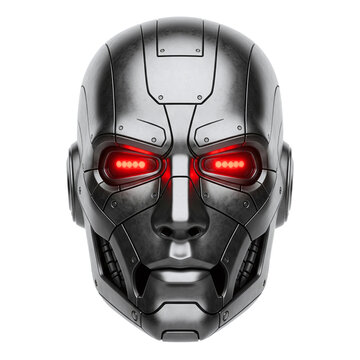 Futuristic robot cyborg mask with red eyes