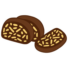 Tinginys Lithuanian chocolate cake dessert flat color vector illustration template design