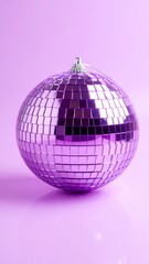 Purple disco ball on lavender background