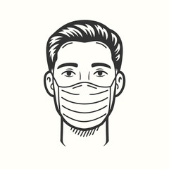 Isolated front view of the black and white respirator mask with a circular vent