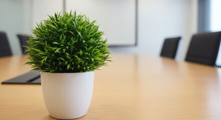Fototapeta premium Tranquil Office Meeting Room Plant Decor.