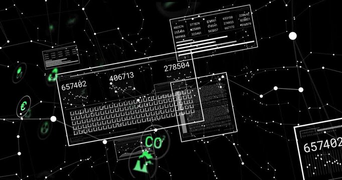 Upon loading keyboard outline tracing grid counters updating green icons drifting showing eco data