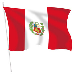 Peru waving flag vector. Flag of Peru isolated in white background