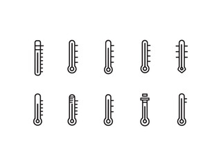 Thermometer line art measures temperature accurately