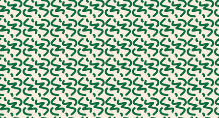 Seamless abstract green brushstroke scribble doodle vector pattern background.
